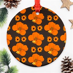 Retro 40s 50s Flowers Pattern Halloween 2 Round Ornament (two Sides) by violetheavensky