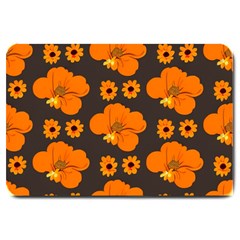 Retro 40s 50s Flowers Pattern Halloween 2 Large Doormat by violetheavensky