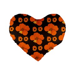 Retro 40s 50s Flowers Pattern Halloween 2 Standard 16  Premium Flano Heart Shape Cushions by violetheavensky