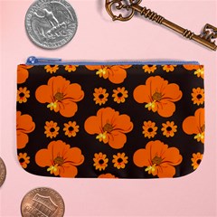 Retro 40s 50s Flowers Pattern Halloween 2 Large Coin Purse by violetheavensky