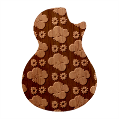 Retro 40s 50s Flowers Pattern Halloween 2 Guitar Shape Wood Guitar Pick Holder Case And Picks Set by violetheavensky