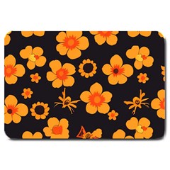 Retro 40s 50s Flowers Pattern Halloween Large Doormat by violetheavensky