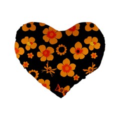 Retro 40s 50s Flowers Pattern Halloween Standard 16  Premium Heart Shape Cushions by violetheavensky