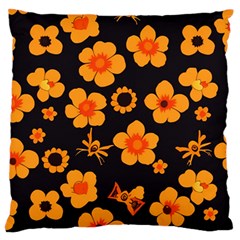 Retro 40s 50s Flowers Pattern Halloween Large Premium Plush Fleece Cushion Case (two Sides) by violetheavensky