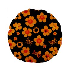 Retro 40s 50s Flowers Pattern Halloween Standard 15  Premium Flano Round Cushions by violetheavensky