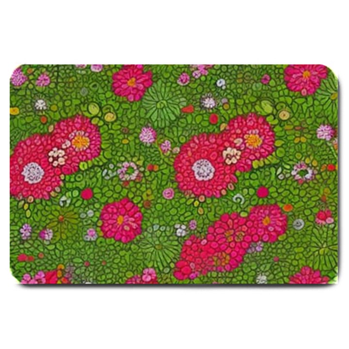 Mid Century Retro Floral 1970s 1960s Pattern 88 Large Doormat