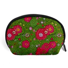 Mid Century Retro Floral 1970s 1960s Pattern 88 Accessory Pouch (large) by violetheavensky