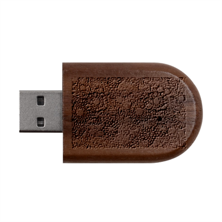 Mid Century Retro Floral 1970s 1960s Pattern 88 Wood Oval USB Flash Drive