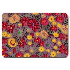 Mid Century Retro Floral 1970s 1960s Pattern 90 Large Doormat by violetheavensky