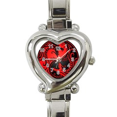 Red Yin Yang Dragons Heart Italian Charm Watch by JeffBartels