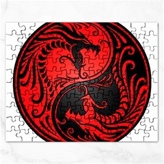 Red Yin Yang Dragons Rectangular Jigsaw Puzzl by JeffBartels