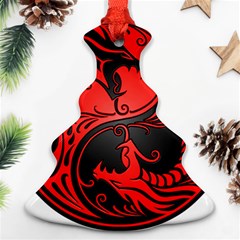 Red Yin Yang Dragons Christmas Tree Ornament (two Sides) by JeffBartels