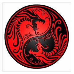 Red Yin Yang Dragons Square Satin Scarf (36  X 36 ) by JeffBartels