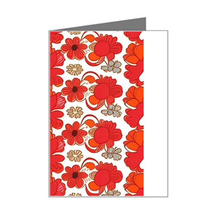 Mid Century Retro Floral 1970s 1960s Pattern 91 Mini Greeting Card