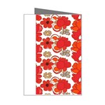 Mid Century Retro Floral 1970s 1960s Pattern 91 Mini Greeting Card Right