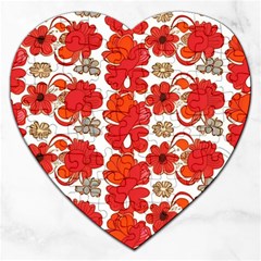 Mid Century Retro Floral 1970s 1960s Pattern 91 Jigsaw Puzzle (heart) by violetheavensky