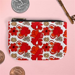 Mid Century Retro Floral 1970s 1960s Pattern 91 Mini Coin Purse by violetheavensky