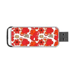 Mid Century Retro Floral 1970s 1960s Pattern 91 Portable Usb Flash (one Side) by violetheavensky