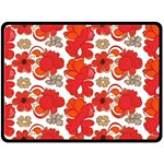 Mid Century Retro Floral 1970s 1960s Pattern 91 Two Sides Fleece Blanket (Large) 80 x60  Blanket Front