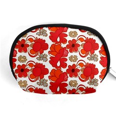 Mid Century Retro Floral 1970s 1960s Pattern 91 Accessory Pouch (medium) by violetheavensky