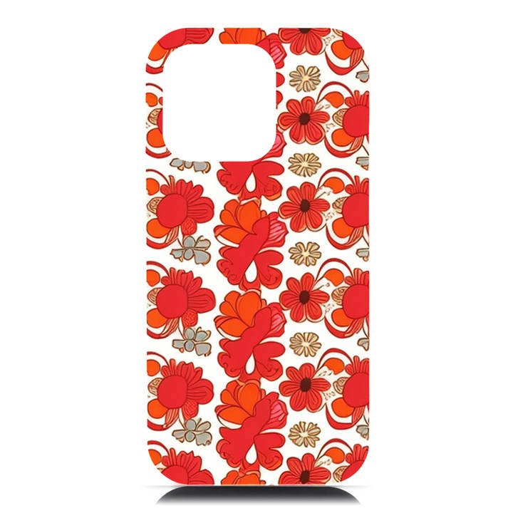 Mid Century Retro Floral 1970s 1960s Pattern 91 iPhone 16 Pro Max Black UV Print PC Hardshell Case