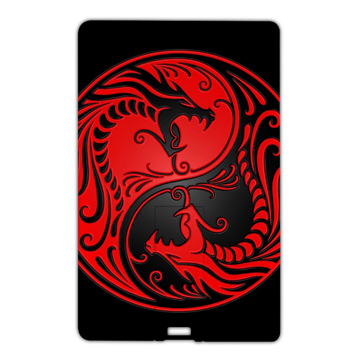 Red Yin Yang Dragons Name Card Style USB Flash Drive