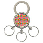 Retro 40s 50s Mexico Flowers Pattern 3-Ring Key Chain Front