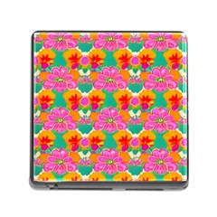 Retro 40s 50s Mexico Flowers Pattern Memory Card Reader (square 5 Slot) by violetheavensky