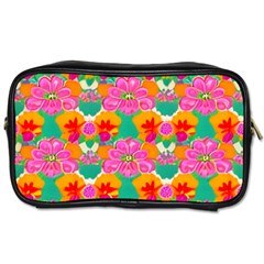 Retro 40s 50s Mexico Flowers Pattern Toiletries Bag (two Sides) by violetheavensky