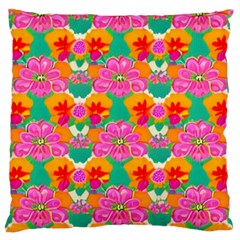 Retro 40s 50s Mexico Flowers Pattern Large Cushion Case (one Side) by violetheavensky