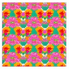 Retro 40s 50s Mexico Flowers Pattern Square Satin Scarf (36  X 36 ) by violetheavensky