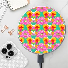 Retro 40s 50s Mexico Flowers Pattern Wireless Fast Charger(white) by violetheavensky