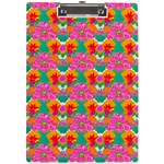 Retro 40s 50s Mexico Flowers Pattern A4 Acrylic Clipboard Front