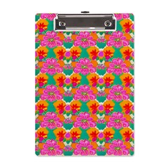 Retro 40s 50s Mexico Flowers Pattern A5 Acrylic Clipboard by violetheavensky