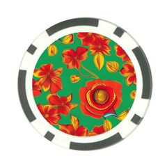 Mid Century Retro Floral 1970s 1960s Pattern 89 Poker Chip Card Guard (10 Pack) by violetheavensky