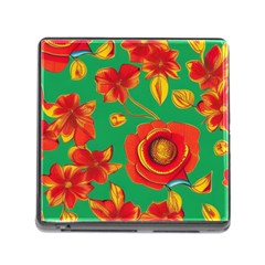 Mid Century Retro Floral 1970s 1960s Pattern 89 Memory Card Reader (square 5 Slot) by violetheavensky