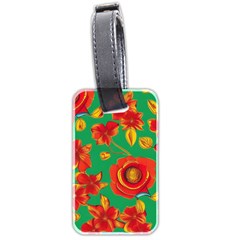 Mid Century Retro Floral 1970s 1960s Pattern 89 Luggage Tag (two Sides) by violetheavensky