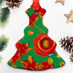 Mid Century Retro Floral 1970s 1960s Pattern 89 Christmas Tree Ornament (Two Sides) Front