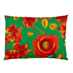 Mid Century Retro Floral 1970s 1960s Pattern 89 Pillow Case (two Sides) by violetheavensky