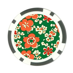 Mid Century Retro Floral 1970s 1960s Pattern 94 Poker Chip Card Guard (10 Pack) by violetheavensky