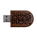 Mid Century Retro Floral 1970s 1960s Pattern 93 Wood Oval USB Flash Drive USB