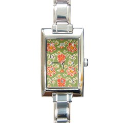 Retro 40s 50s Mexico Flowers Pattern 3 Rectangle Italian Charm Watch by violetheavensky