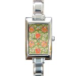 Retro 40s 50s Mexico Flowers Pattern 3 Rectangle Italian Charm Watch Front