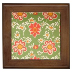 Retro 40s 50s Mexico Flowers Pattern 3 Framed Tile by violetheavensky