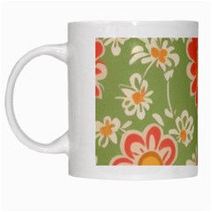 Retro 40s 50s Mexico Flowers Pattern 3 White Mug by violetheavensky