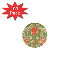 Retro 40s 50s Mexico Flowers Pattern 3 1  Mini Magnets (100 Pack)  by violetheavensky