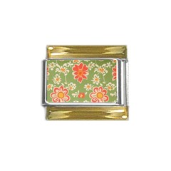 Retro 40s 50s Mexico Flowers Pattern 3 Gold Trim Italian Charm (9mm) by violetheavensky