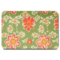 Retro 40s 50s Mexico Flowers Pattern 3 Large Doormat by violetheavensky