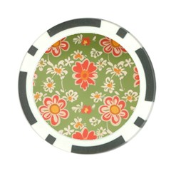 Retro 40s 50s Mexico Flowers Pattern 3 Poker Chip Card Guard by violetheavensky