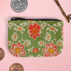 Retro 40s 50s Mexico Flowers Pattern 3 Mini Coin Purse by violetheavensky